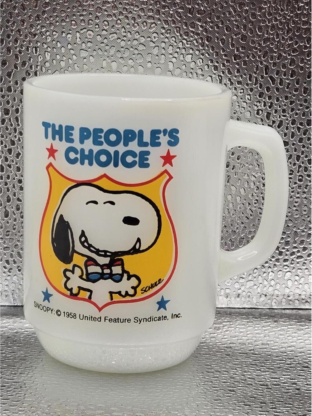Vintage 1980 Peanuts Snoopy The People's Choice Anchor Hocking Mug Coffee Cup